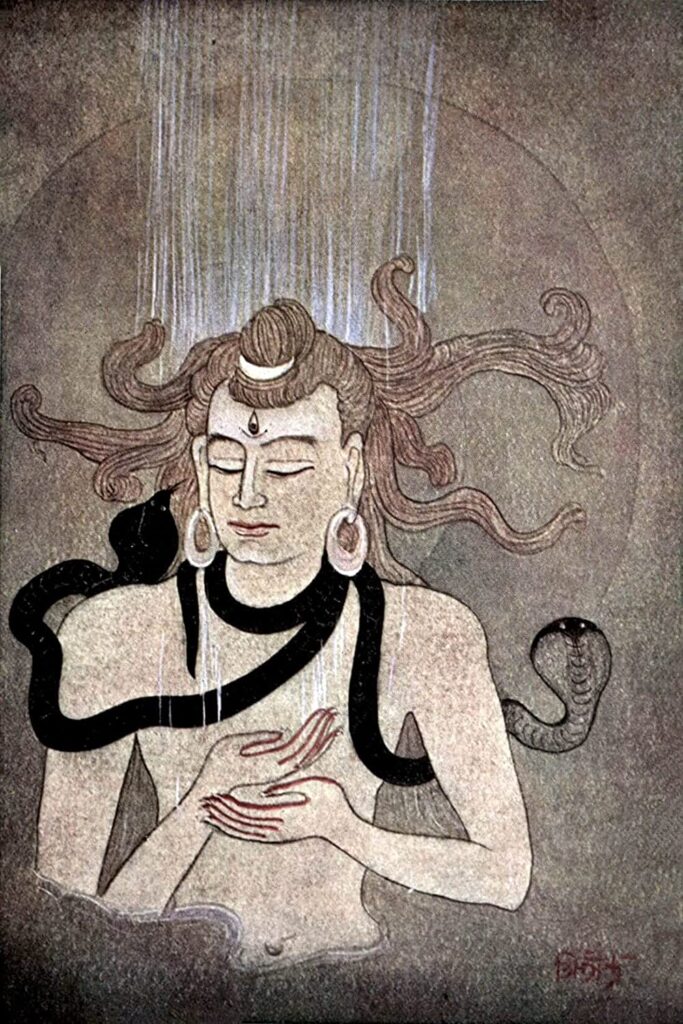Kshitindranath Majumder - Birth of Ganga (Shiva)- Medium Digital Print(Paper,12 x 18 inches,