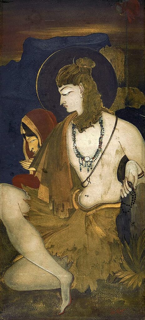 Kshitindranath Majumder - Shiva Parvati - Medium Digital Print(Paper,8 x 18 inches