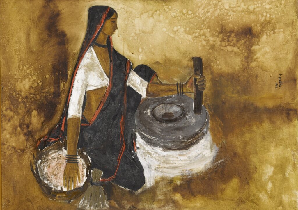 बी प्रभा (भारतीय कलाकार) 1933 - 2001
शीर्षकहीन (ग्रामीण महिला), 1962
तेल के रंगों से केन्वस पर बना चित्र
76.2 x 104.4 सेमी। (30 x 41.13 इंच।)