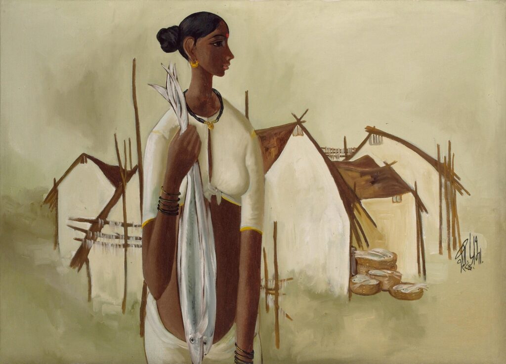 Woman with Huts
