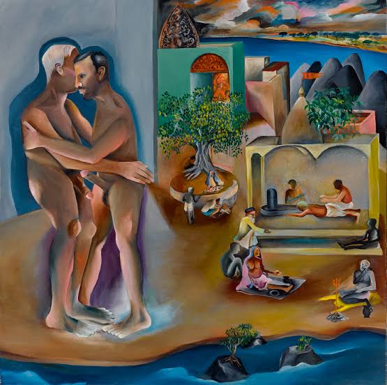 समलैंगिक प्रेम दर्शाने वाली भूपेन खखर की पेंटिंग