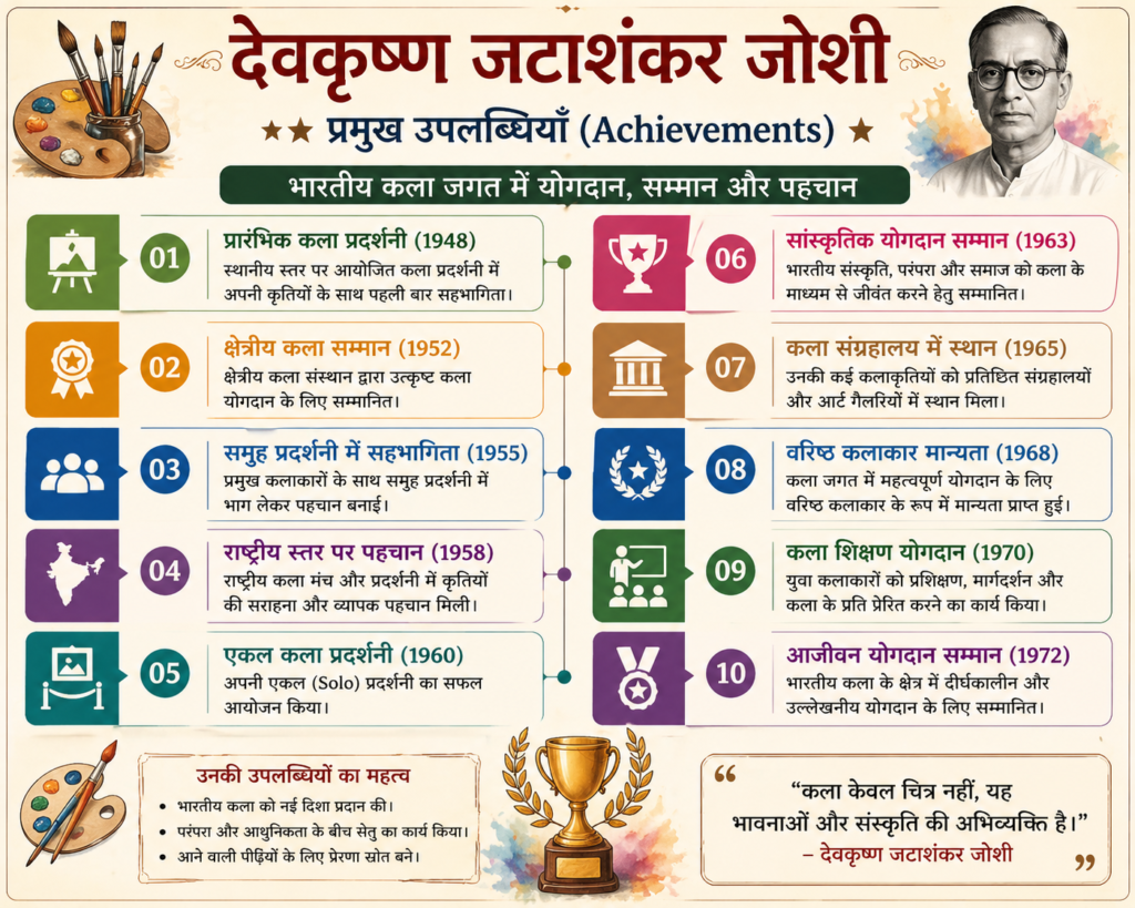 देवकृष्ण जटाशंकर जोशी की प्रमुख उपलब्धियाँ और सम्मान