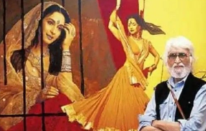 MF Hussain Painting and Madhuri Dixit