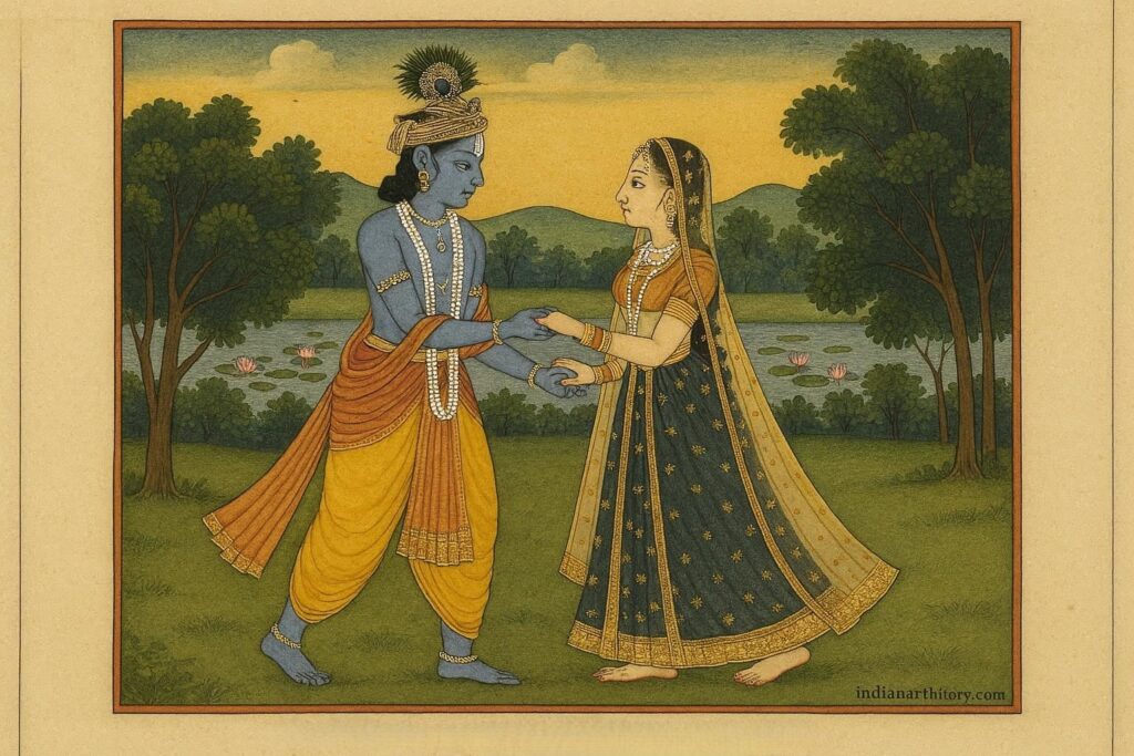 गीत गोविंद से राधा कृष्ण मिलन - कांगड़ा लघु चित्र