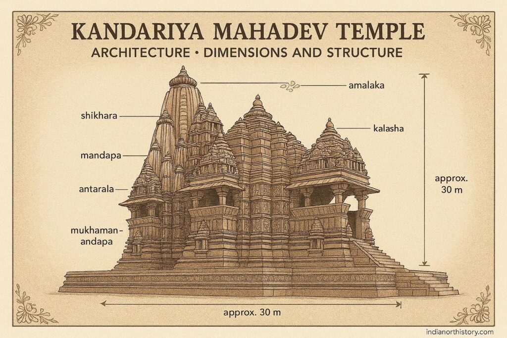 Kandariya Mahadev Temple Architecture - Dimensions and Structure