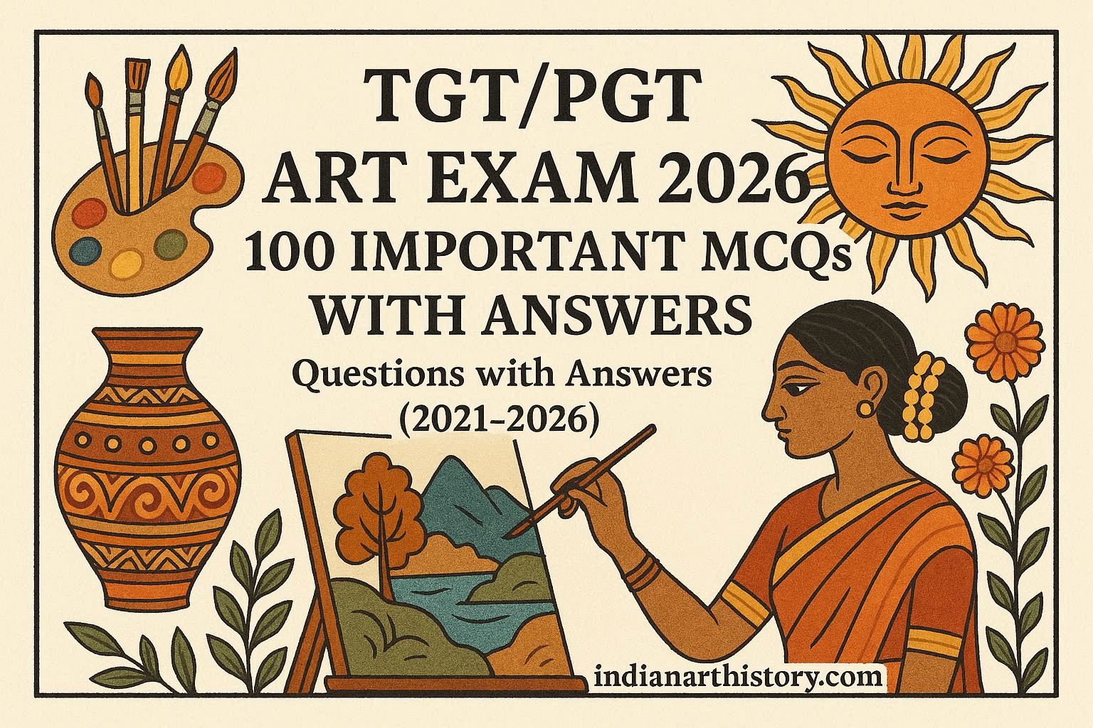 TGT PGT Art परीक्षा 2026 — 100 महत्वपूर्ण MCQ प्रश्न उत्तर सहित