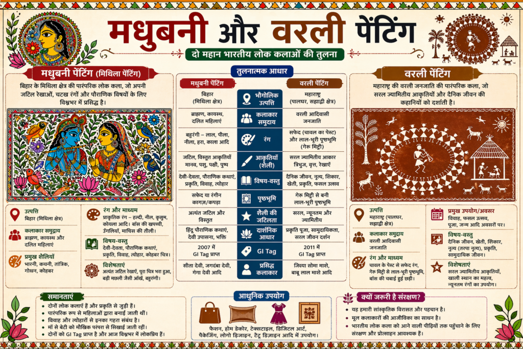 मधुबनी और वरली पेंटिंग में अंतर  सम्पूर्ण गाइड