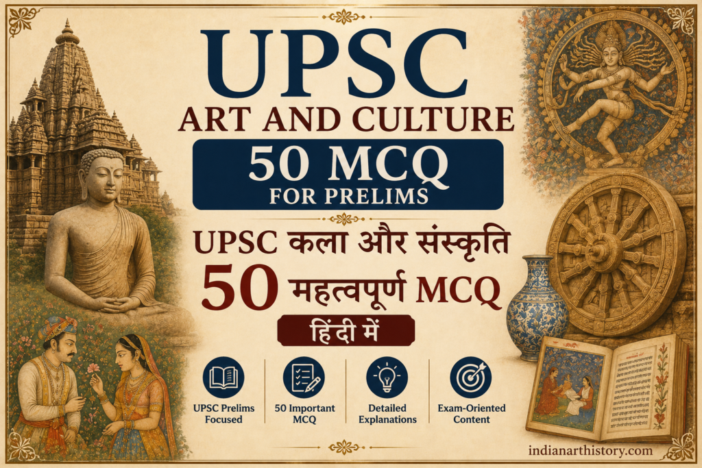 UPSC कला और संस्कृति 50 महत्वपूर्ण MCQ