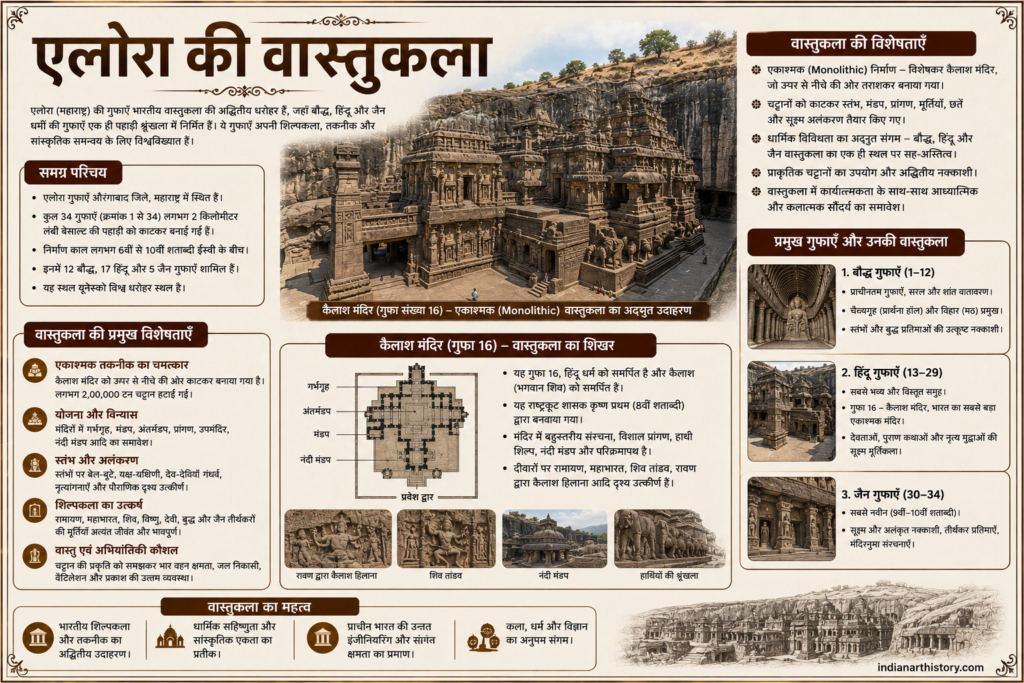 कैलाश मंदिर की वास्तुकला, एलोरा की वास्तुकला