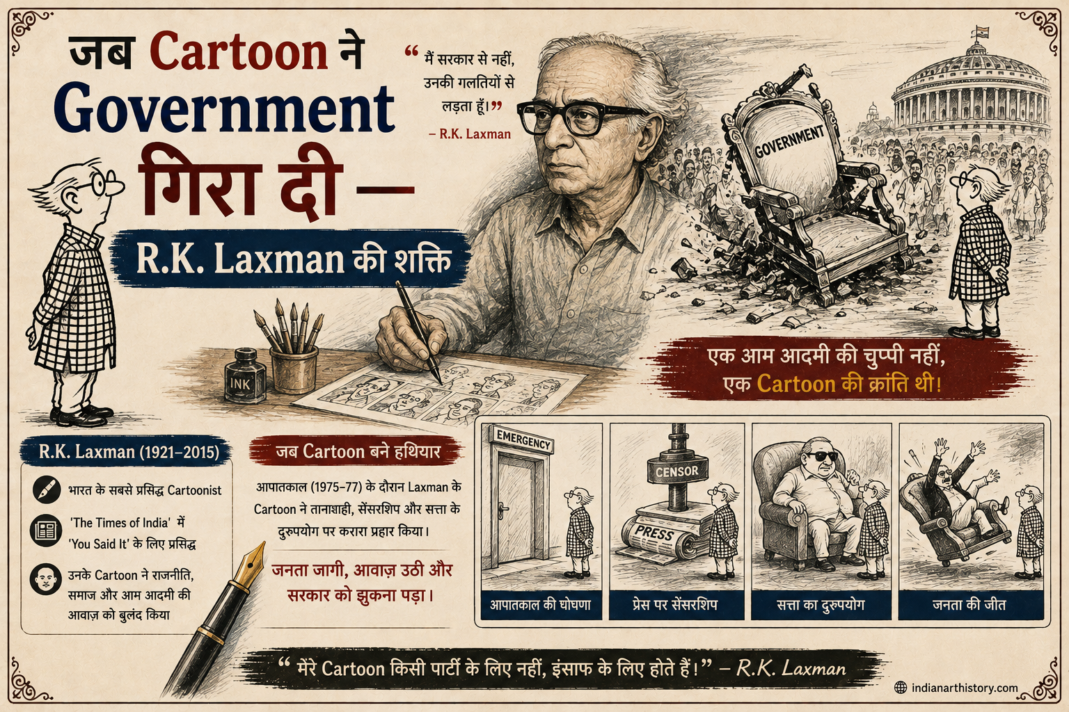 जब Cartoon ने Government गिरा दी — R.K. Laxman की शक्ति