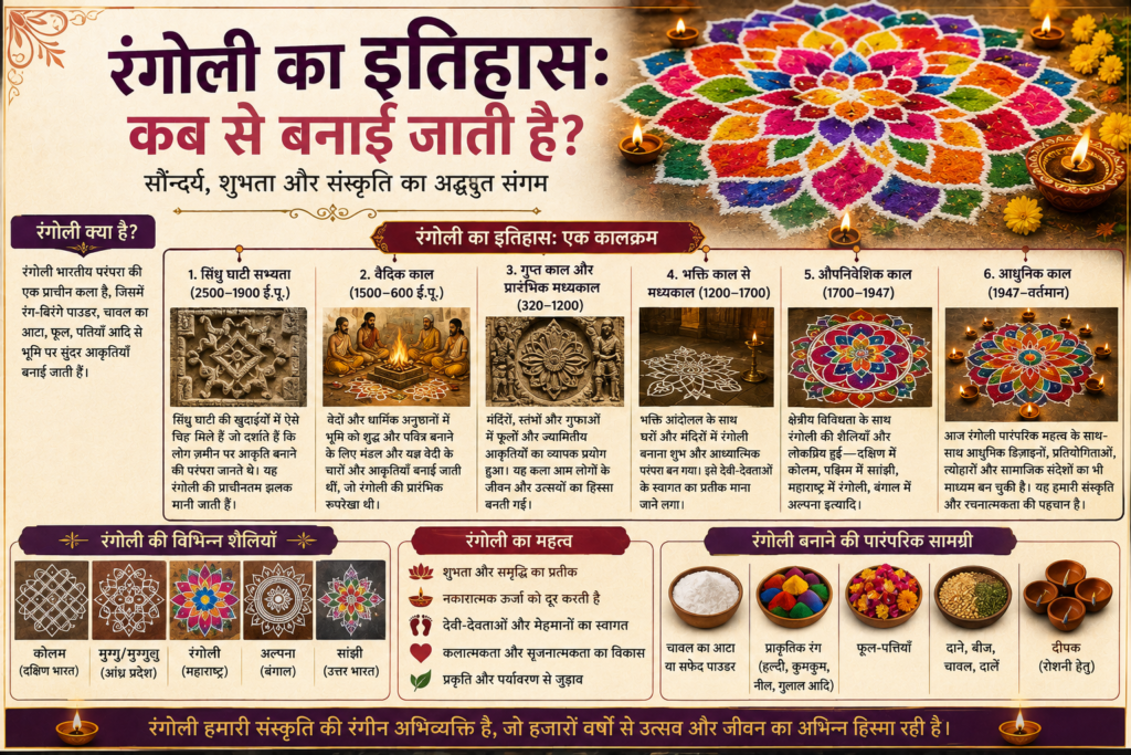 रंगोली का इतिहास कब से बनाई जाती है